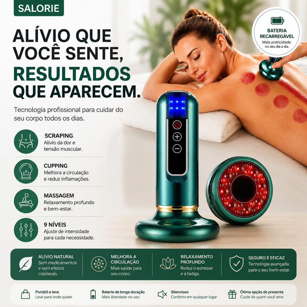 Salorie Massageador Elétrico a Vácuo Ventosa com Calor Ajustável